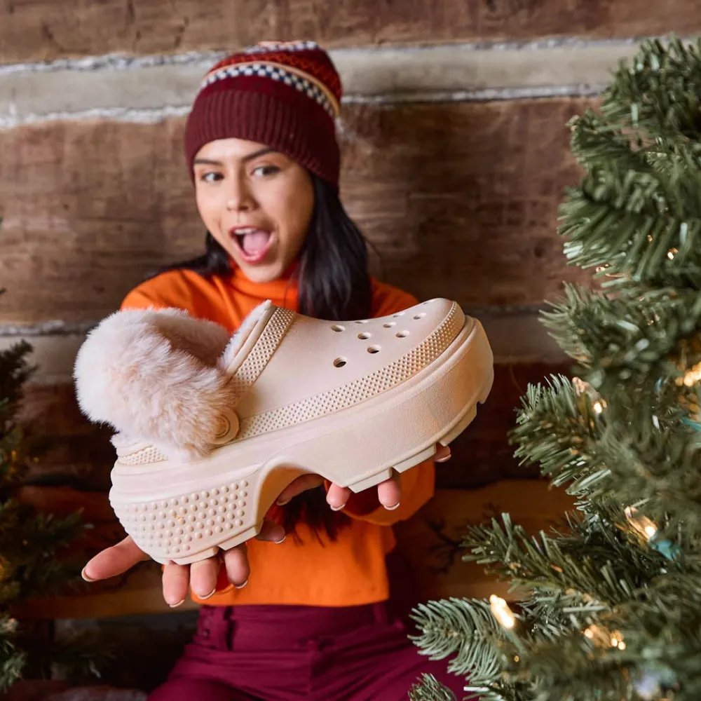 Fashion Crocs Stomp Lined Platform Clog - Stucco