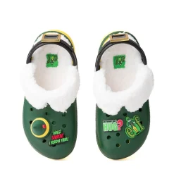 Outlet Crocs Elf X Classic Fuzz-Lined Clog - Little Kid / Big Kid - Dark Green