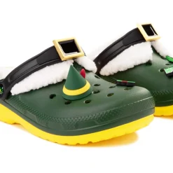 Outlet Crocs Elf X Classic Fuzz-Lined Clog - Little Kid / Big Kid - Dark Green