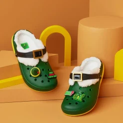 Outlet Crocs Elf X Classic Fuzz-Lined Clog - Little Kid / Big Kid - Dark Green