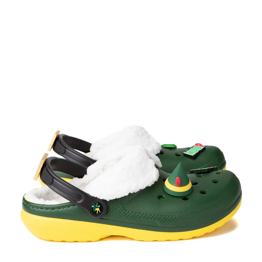 Online Crocs Elf X Classic Fuzz-Lined Clog - Dark Green