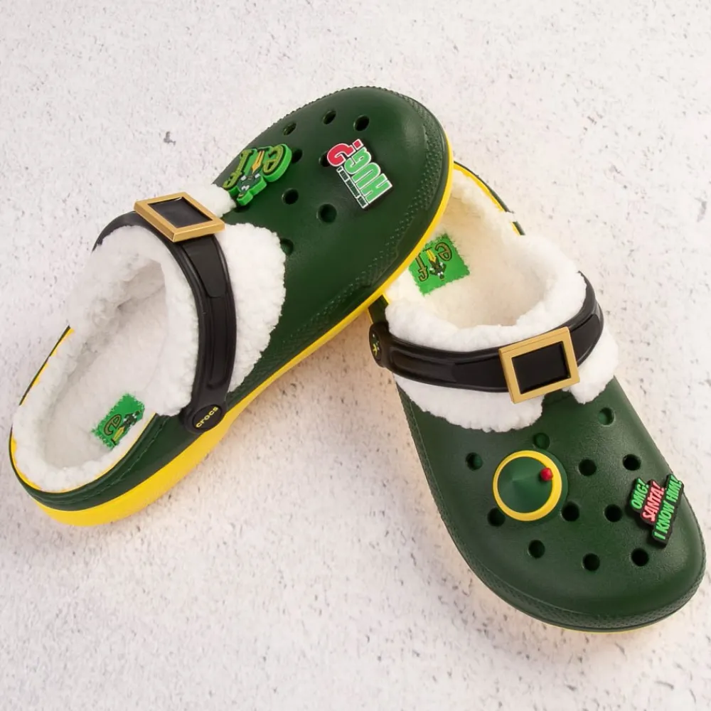 Online Crocs Elf X Classic Fuzz-Lined Clog - Dark Green