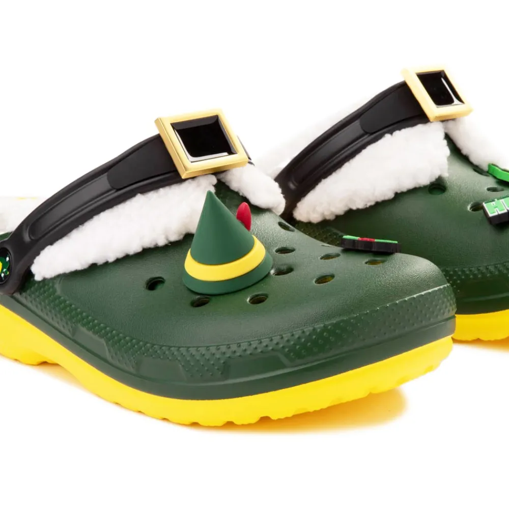 Online Crocs Elf X Classic Fuzz-Lined Clog - Dark Green