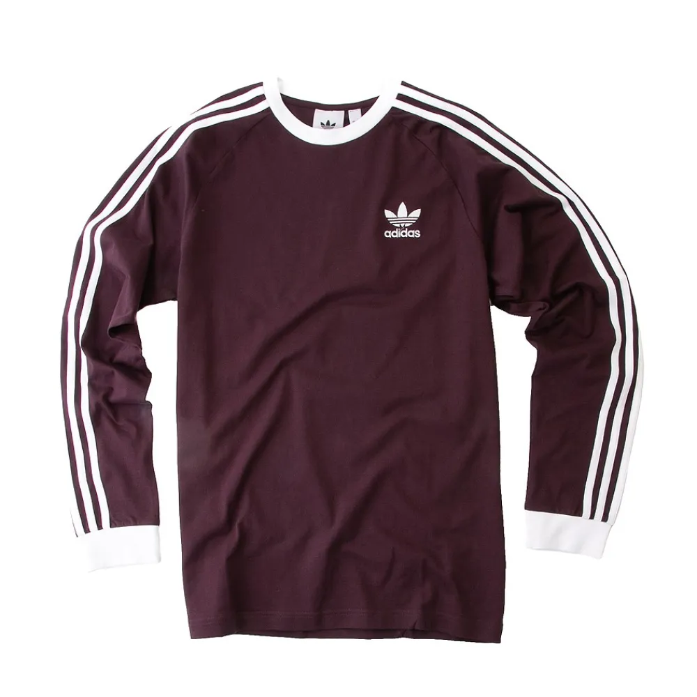 Cheap adidas Mens Adicolor Classic 3-Stripes Long Sleeve Tee - Shadow Maroon