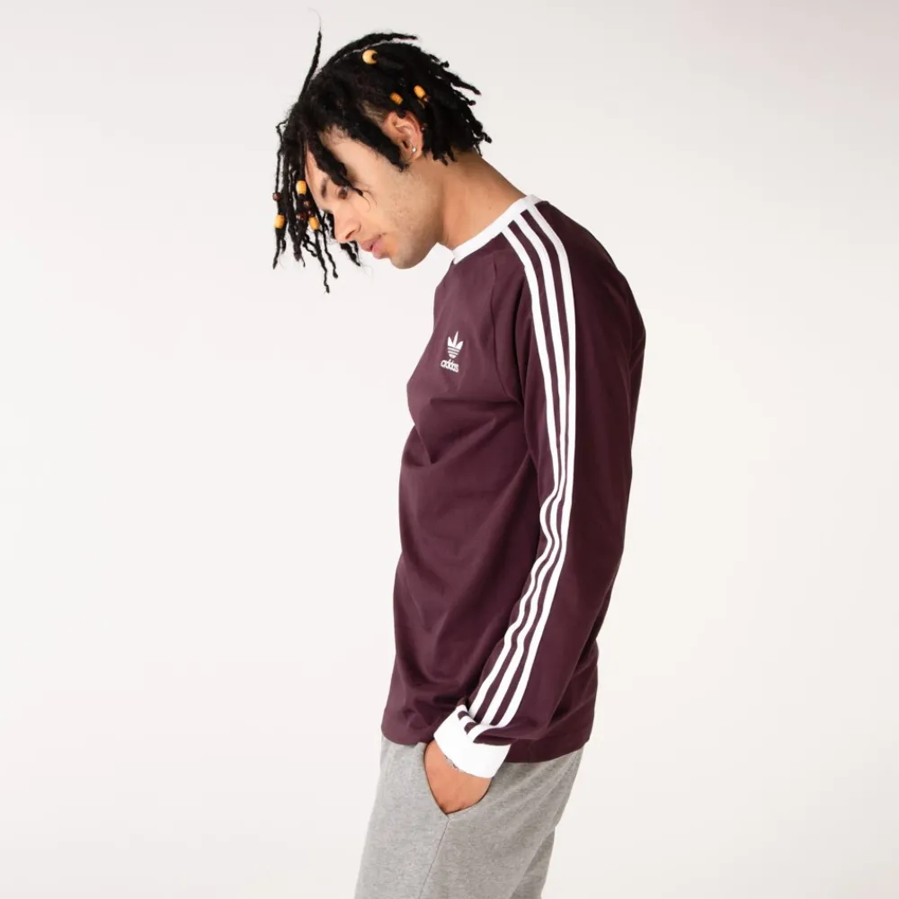 Cheap adidas Mens Adicolor Classic 3-Stripes Long Sleeve Tee - Shadow Maroon