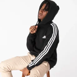 Sale adidas Mens Essentials Fleece 3-Stripes Hoodie - Black