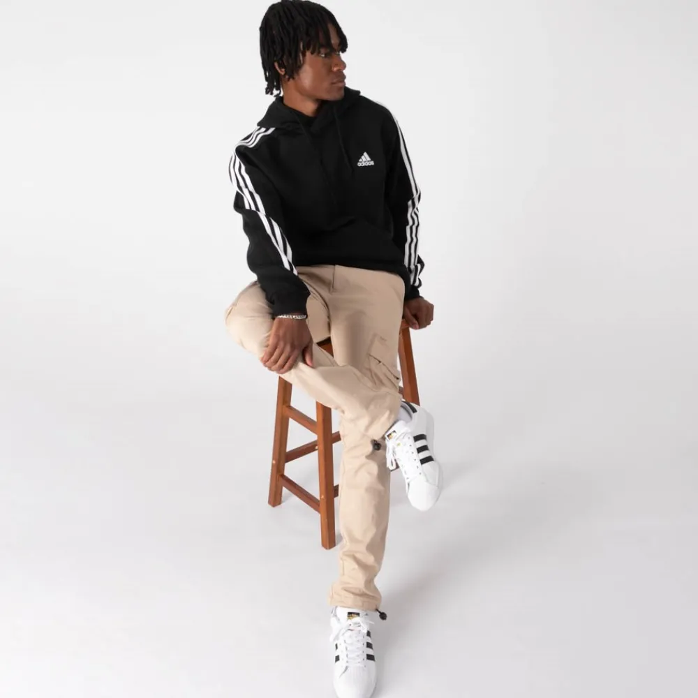 Sale adidas Mens Essentials Fleece 3-Stripes Hoodie - Black