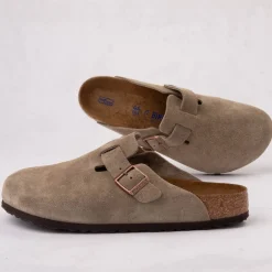 Cheap Birkenstock Mens Boston Soft Footbed Clog - Taupe