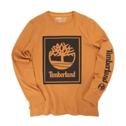Flash Sale Timberland Mens Stacked Logo Long Sleeve Tee - Wheat