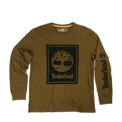 Online Timberland Mens Stacked Logo Long Sleeve Tee - Dark Olive