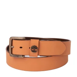 Shop Timberland Logo Leather Belt - Wheat