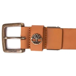 Shop Timberland Logo Leather Belt - Wheat
