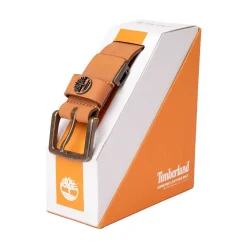 Shop Timberland Logo Leather Belt - Wheat