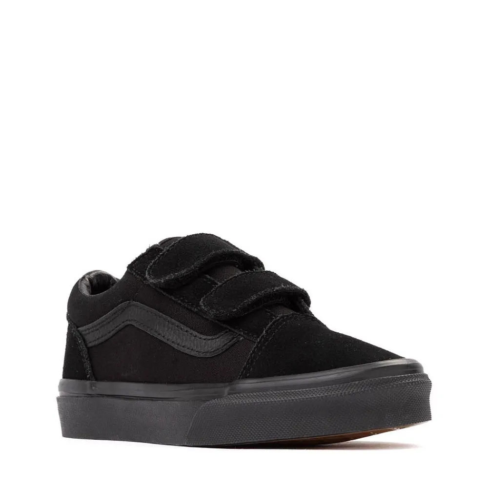 Hot Vans Old Skool V Skate Shoe - Little Kid - Black Monochrome