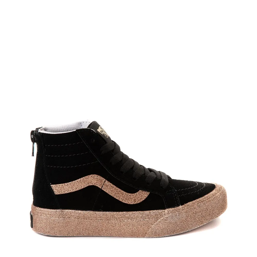 Store Vans Sk8-Hi Glitter Skate Shoe - Little Kid - Black / Gold