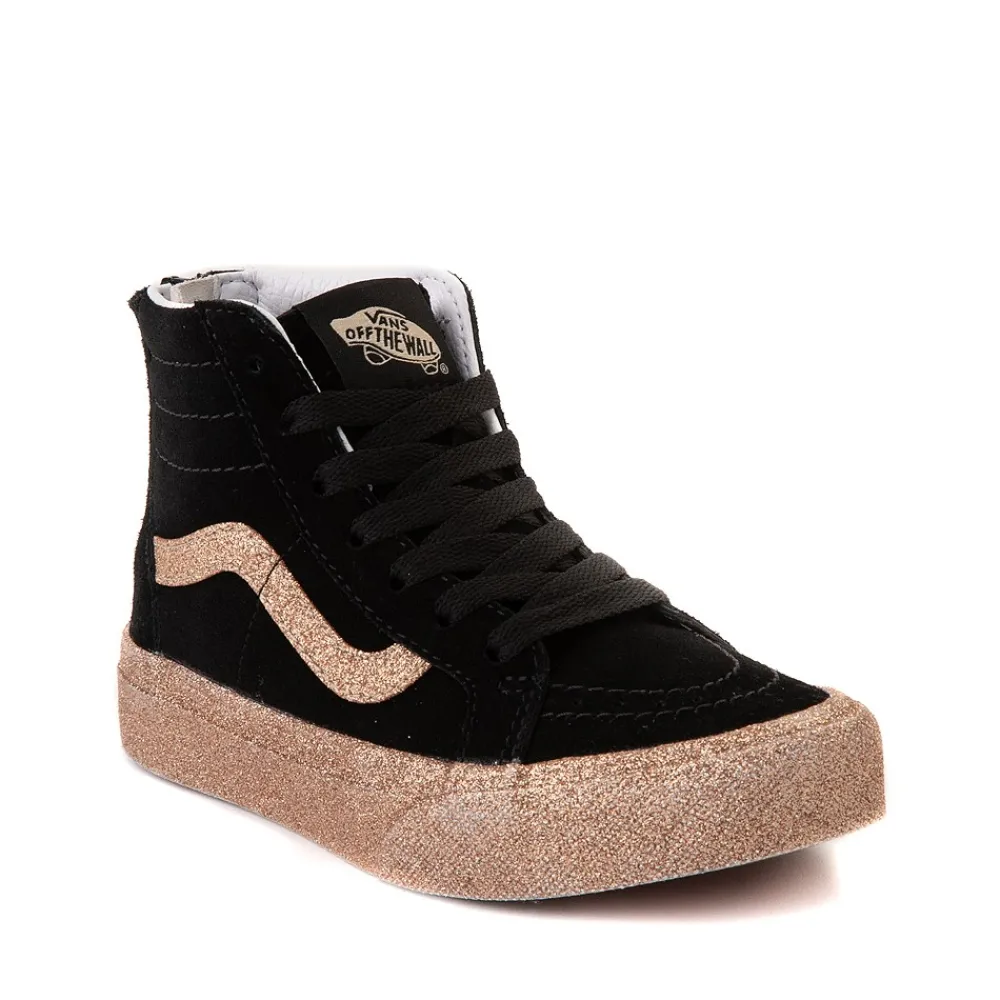Store Vans Sk8-Hi Glitter Skate Shoe - Little Kid - Black / Gold