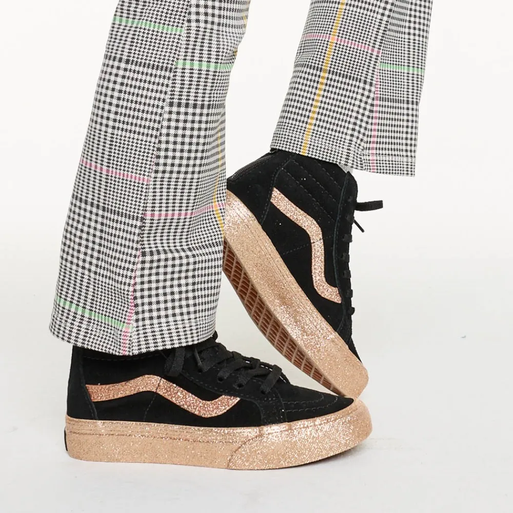 Store Vans Sk8-Hi Glitter Skate Shoe - Little Kid - Black / Gold