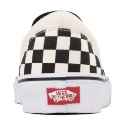 Outlet Vans Slip-On Checkerboard Skate Shoe - Black / White