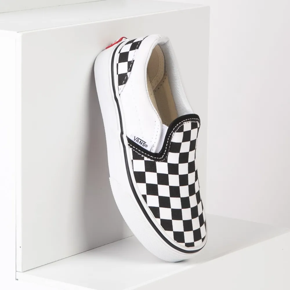 Best Sale Vans Slip-On Checkerboard Skate Shoe - Little Kid / Big Kid - Black / White