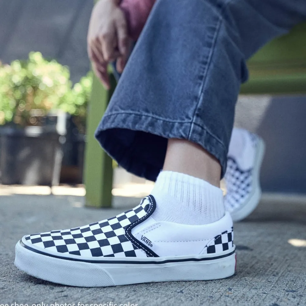 Best Sale Vans Slip-On Checkerboard Skate Shoe - Little Kid / Big Kid - Black / White