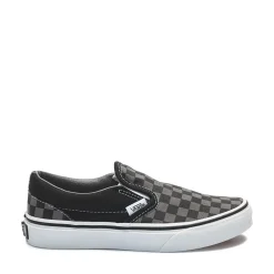 Clearance Vans Slip-On Checkerboard Skate Shoe - Little Kid / Big Kid - Black / Grey