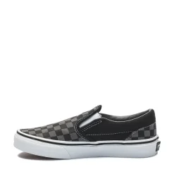 Clearance Vans Slip-On Checkerboard Skate Shoe - Little Kid / Big Kid - Black / Grey