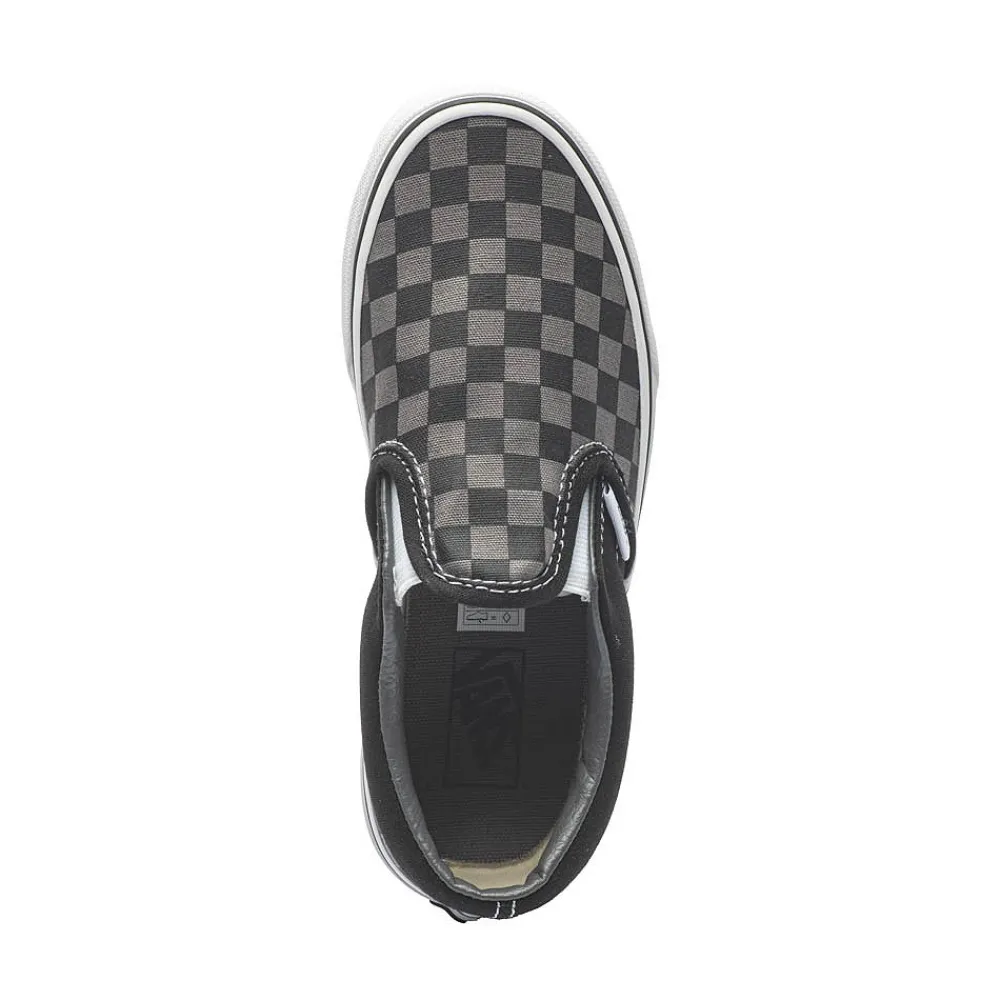 Clearance Vans Slip-On Checkerboard Skate Shoe - Little Kid / Big Kid - Black / Grey