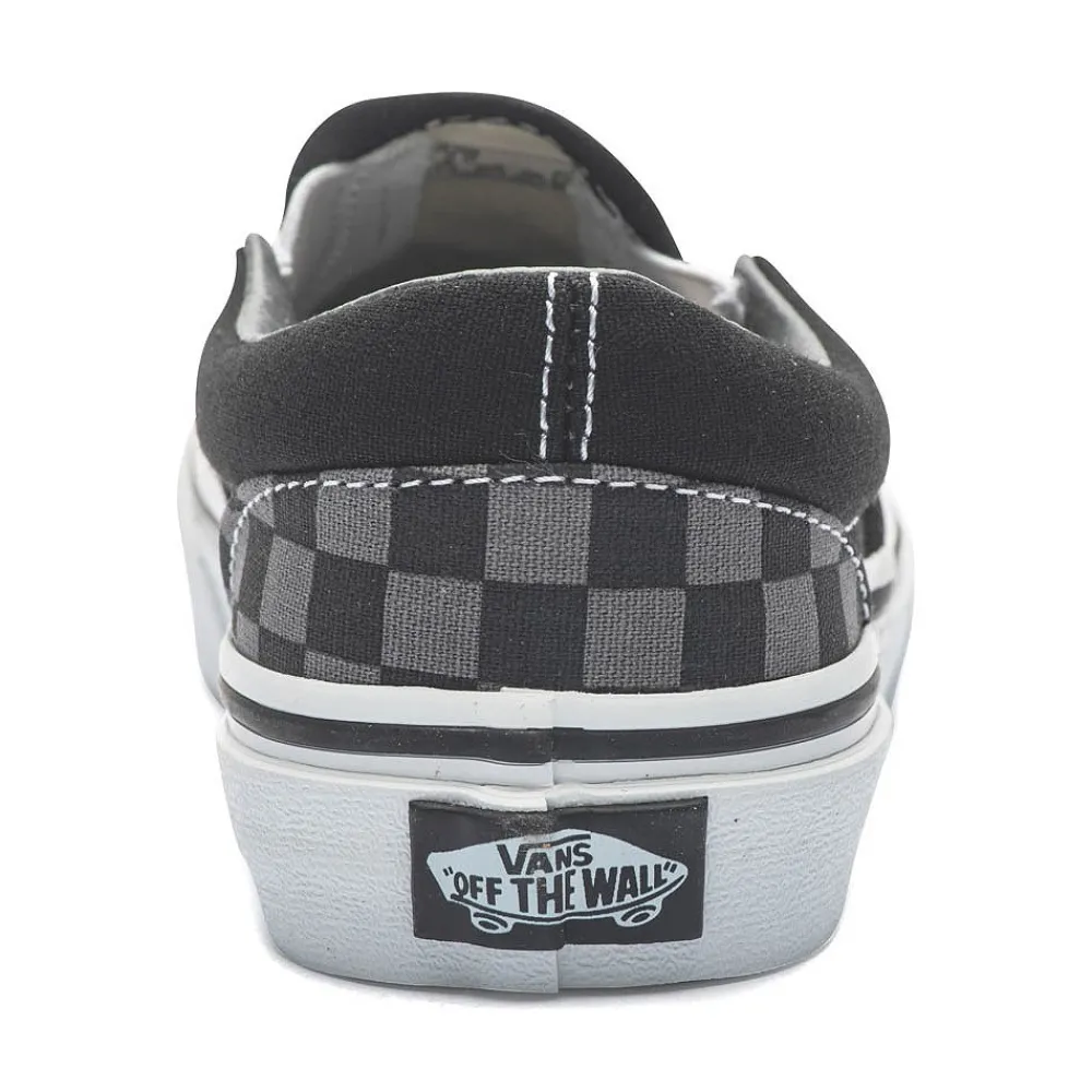Clearance Vans Slip-On Checkerboard Skate Shoe - Little Kid / Big Kid - Black / Grey