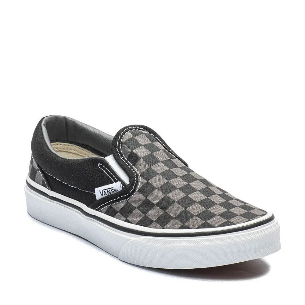 Clearance Vans Slip-On Checkerboard Skate Shoe - Little Kid / Big Kid - Black / Grey