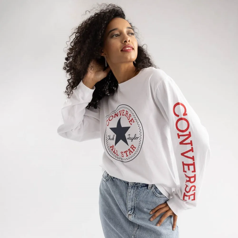 Store Converse Women Chuck Patch Long Sleeve Tee - White