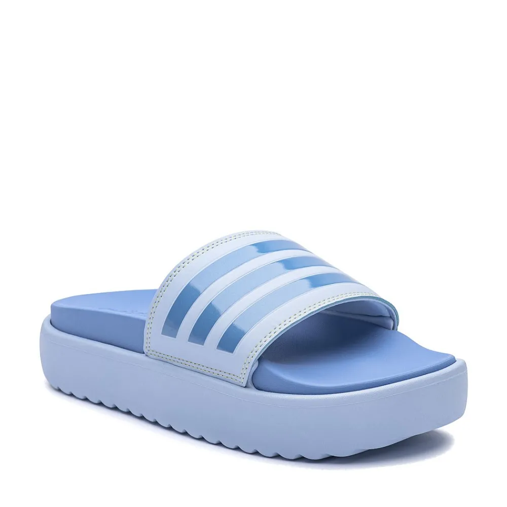 Shop adidas Womens Adilette Platform Slide Sandal - Blue Dawn