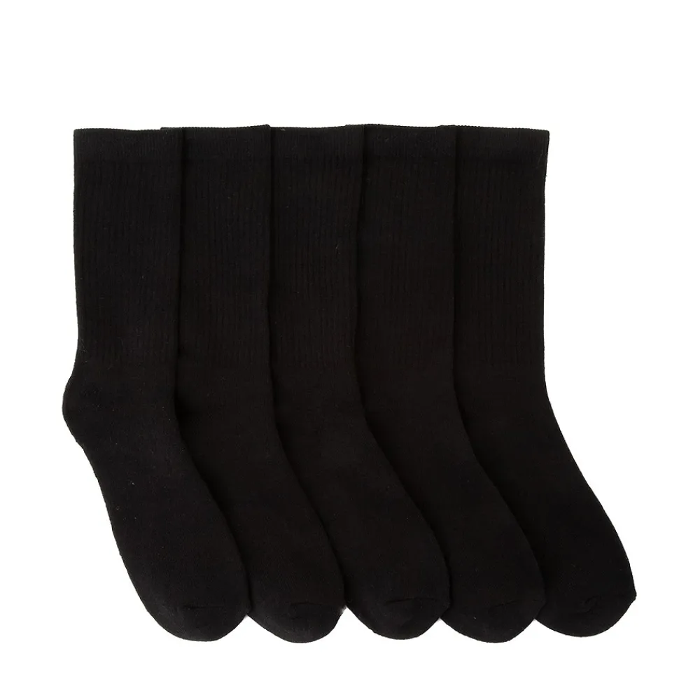 Outlet Crocs Womens Crew Socks 5 Pack - Black
