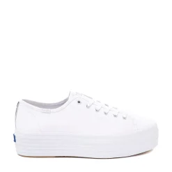 Discount Keds Womens Triple Up Platform Casual Shoe - White / Silver