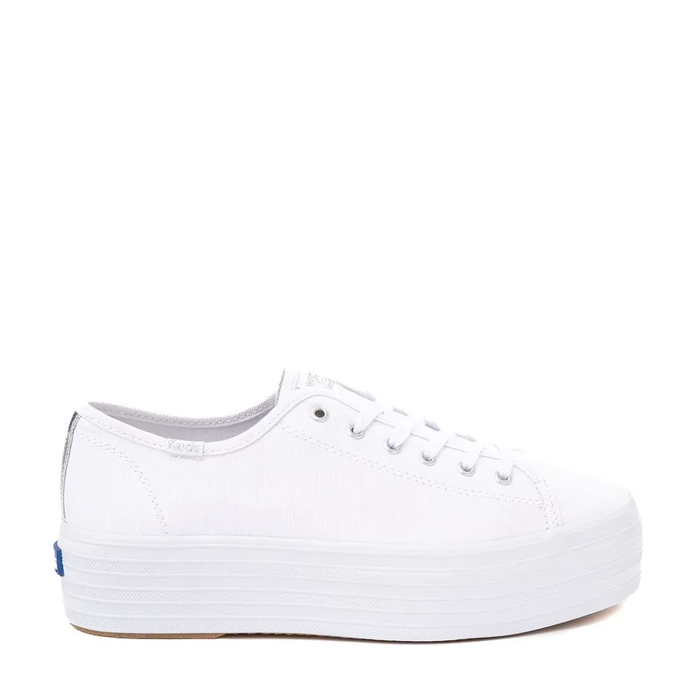 Discount Keds Womens Triple Up Platform Casual Shoe - White / Silver