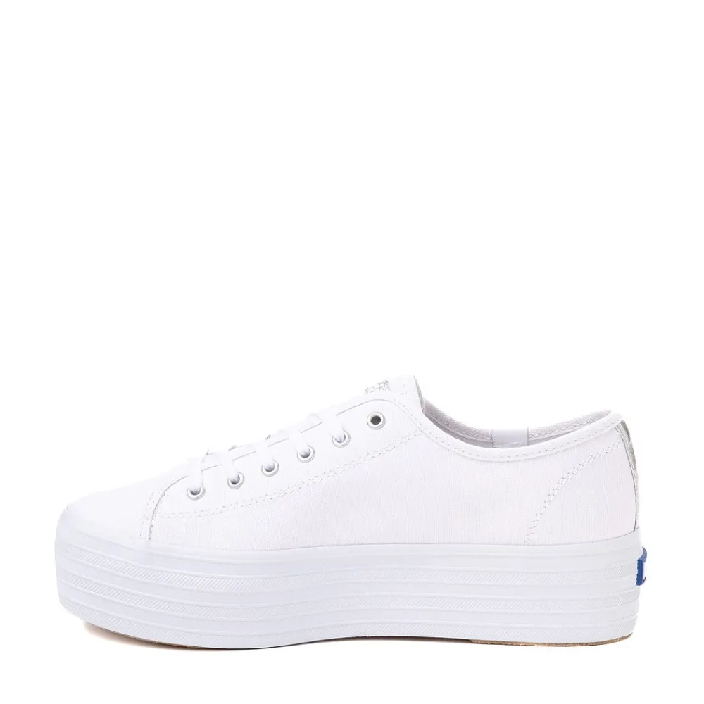 Discount Keds Womens Triple Up Platform Casual Shoe - White / Silver
