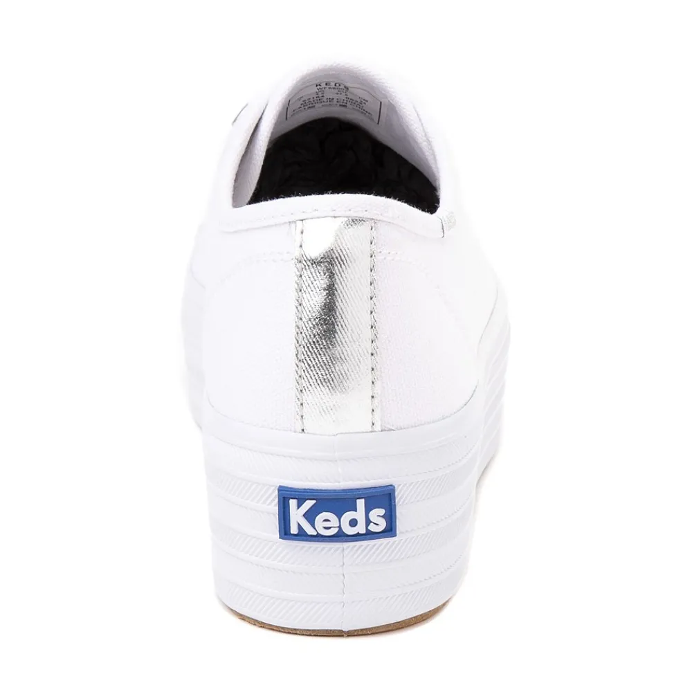 Discount Keds Womens Triple Up Platform Casual Shoe - White / Silver