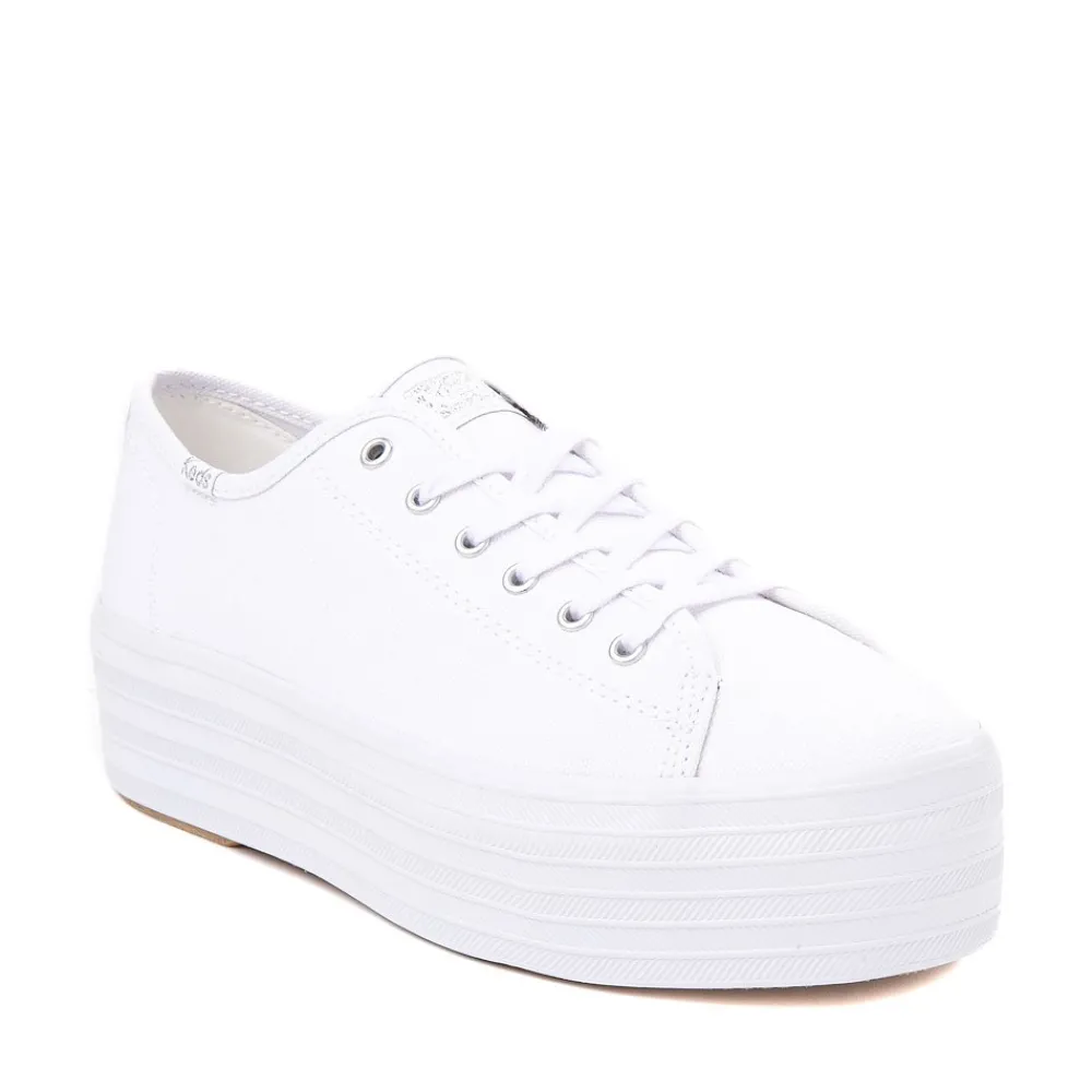 Discount Keds Womens Triple Up Platform Casual Shoe - White / Silver
