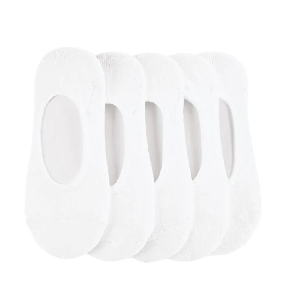 Hot Journeys Womens No Show Sock 5-Pack - White