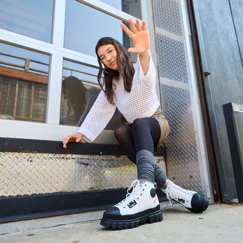 Outlet Palladium Womens Revolt Hi Platform Boot - White