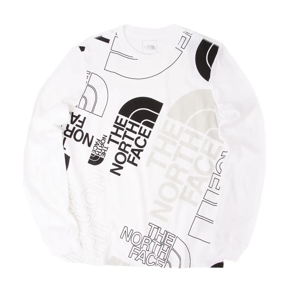 New The North Face Womens Graphic Injection Long Sleeve Tee - White / Tin Grey